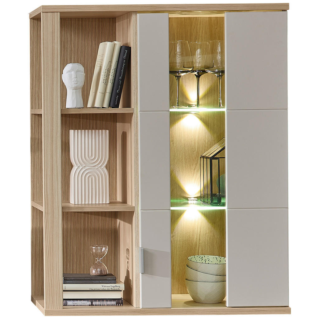 Stylife ZÁVESNÁ VITRÍNA, farba duba, kašmírová, 80/101/38 cm