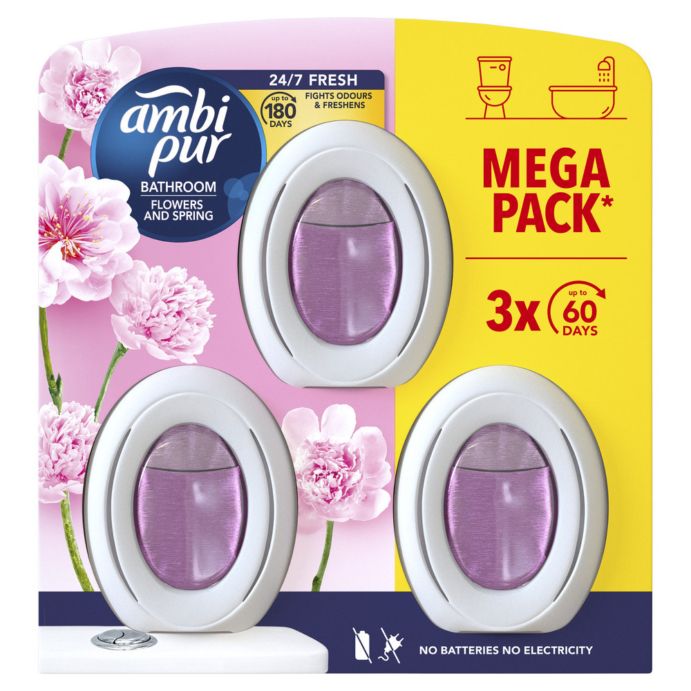 AMBIPUR Bathroom Flowers and Spring 3 x 24 ml