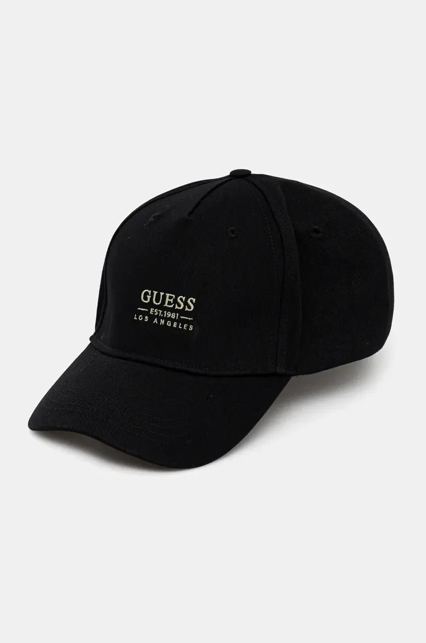 Šiltovka Guess LONDON pánska, čierna farba, s nášivkou, AM9522 POL01