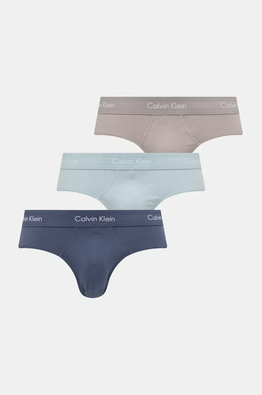 Slipy Calvin Klein Underwear 3-pak pánske, tyrkysová farba, 0000U2661G