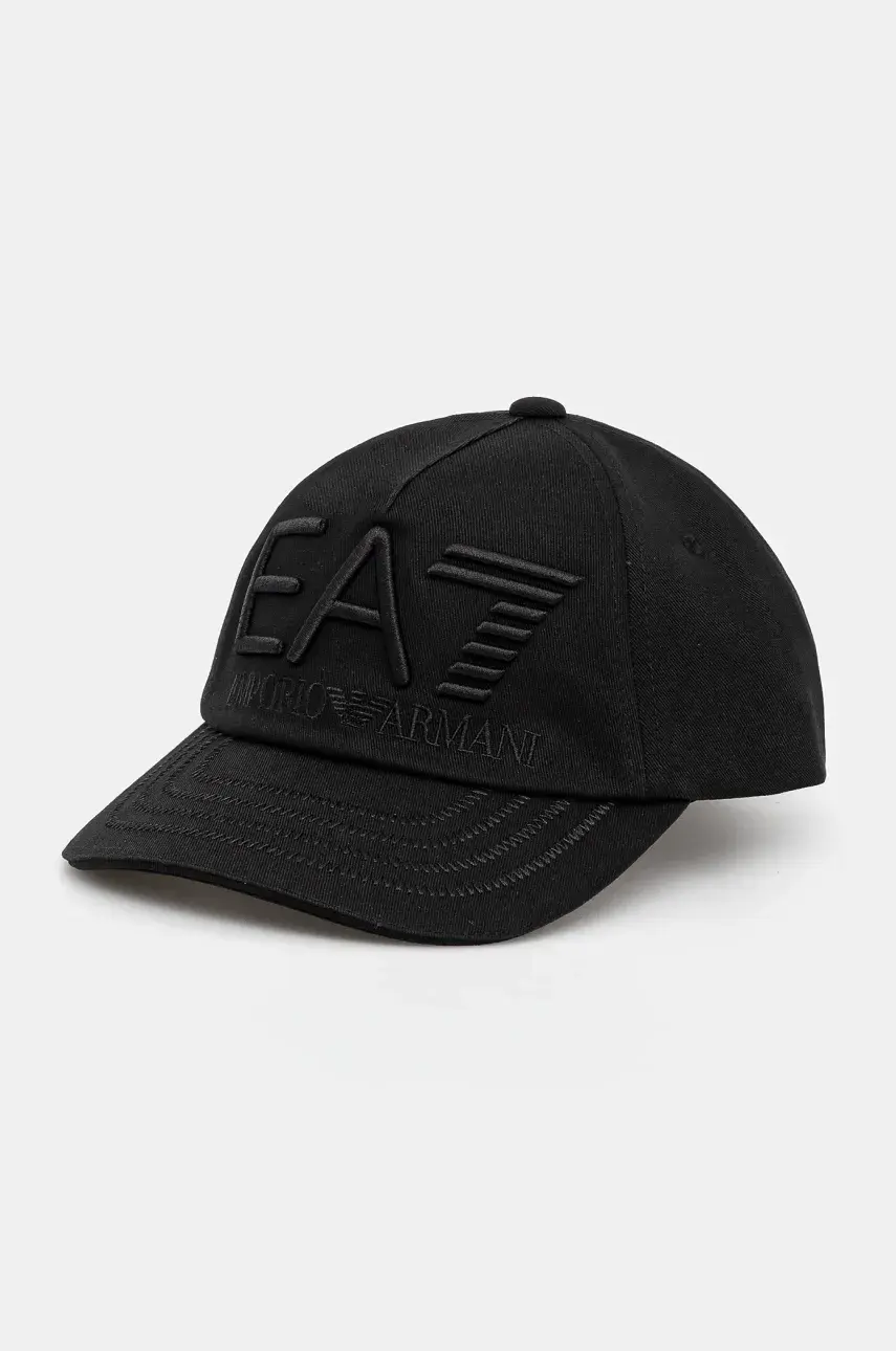 Šiltovka EA7 Emporio Armani čierna farba, s nášivkou, AF13150.7X000052