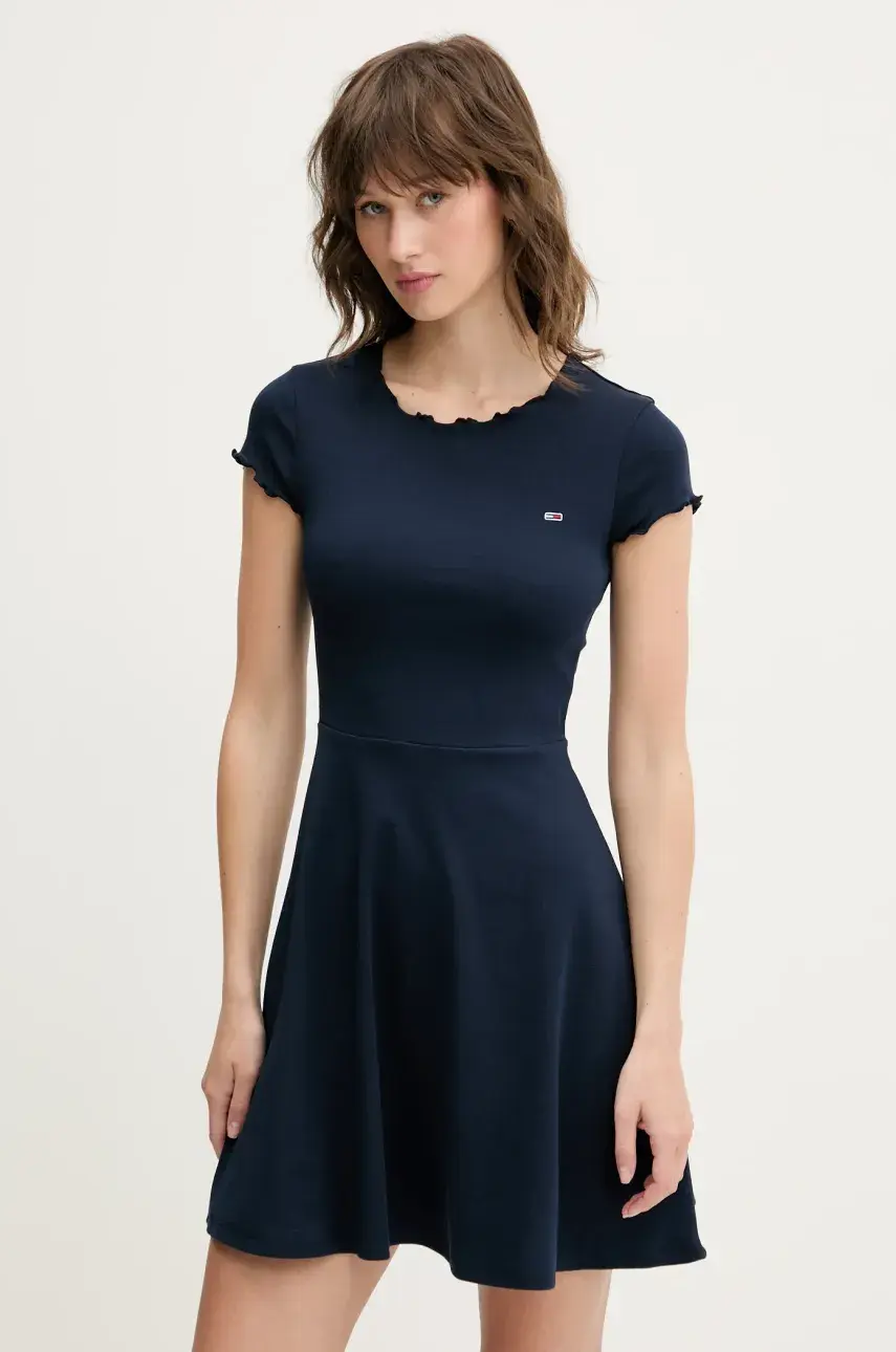 Šaty Tommy Jeans tmavomodrá farba, maxi, áčkový strih, DW0DW20614