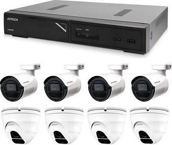 AVTECH kamerová sada 1× NVR AVH1109, 4× 2 Mpx IP Bullet DGM2103SV, 4× 2 Mpx IP Dome DGM2203SVSE
