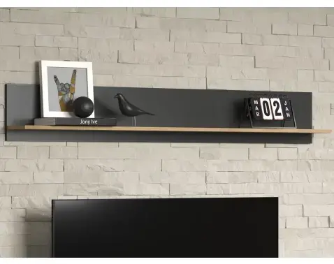 Nástenná polica Esteban 167 cm, antracit/dub evoke%