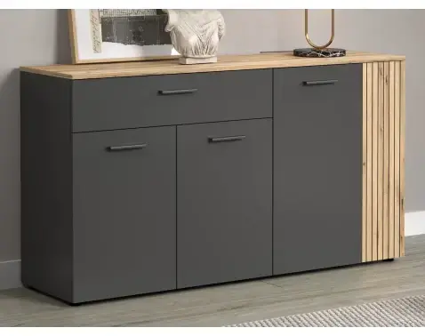 Komoda so zásuvkou Esteban 150 cm, antracit/dub evoke%