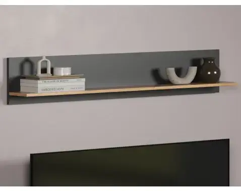 Nástenná polica Esteban 150 cm, antracit/dub evoke%