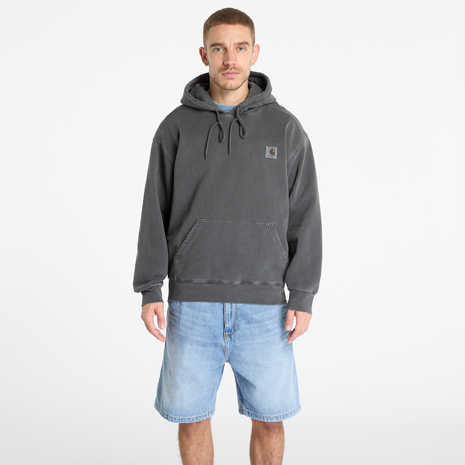 Mikina Carhartt WIP Hooded Nelson Sweat UNISEX Graphite Garment Dyed XS