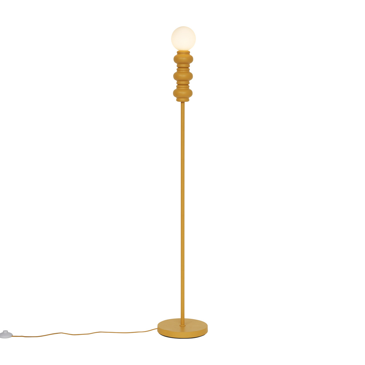 Retro stojacia lampa horčicovo žltá s matným sklom - Fedde