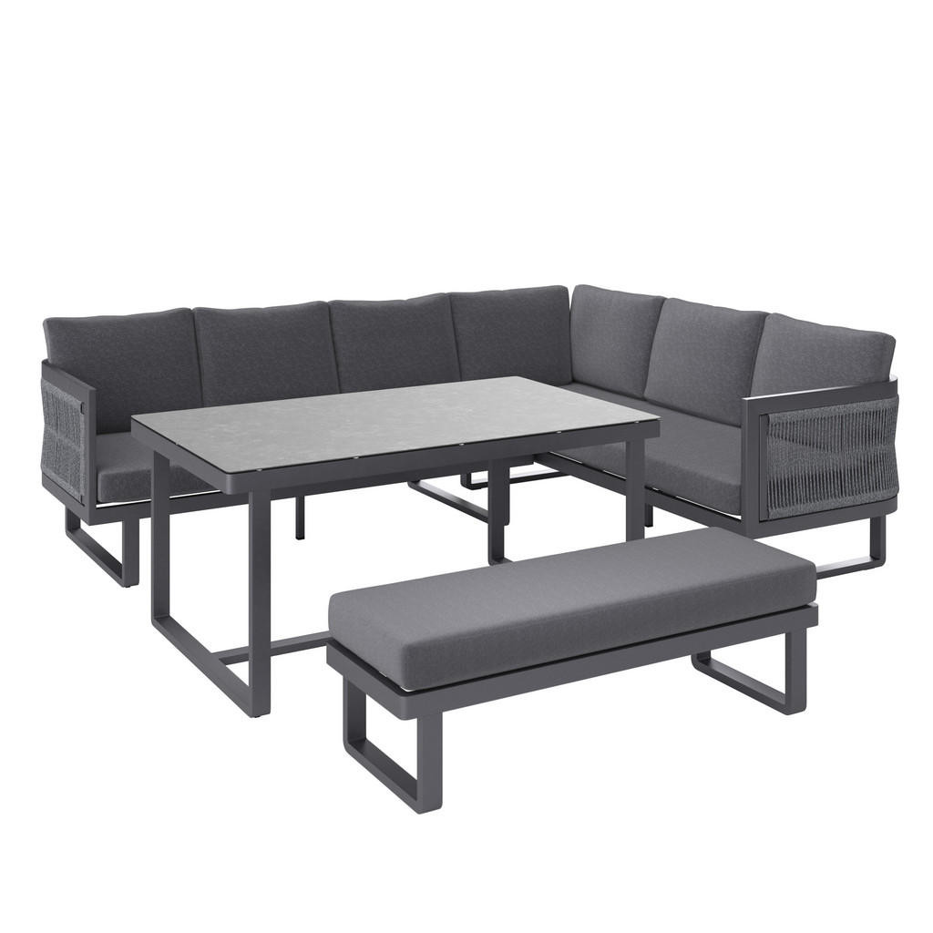 Ambia Garden SÚPRAVA ZÁHRADNÉHO NÁBYTKU 14-dielne, kov, plast, sklo, textil