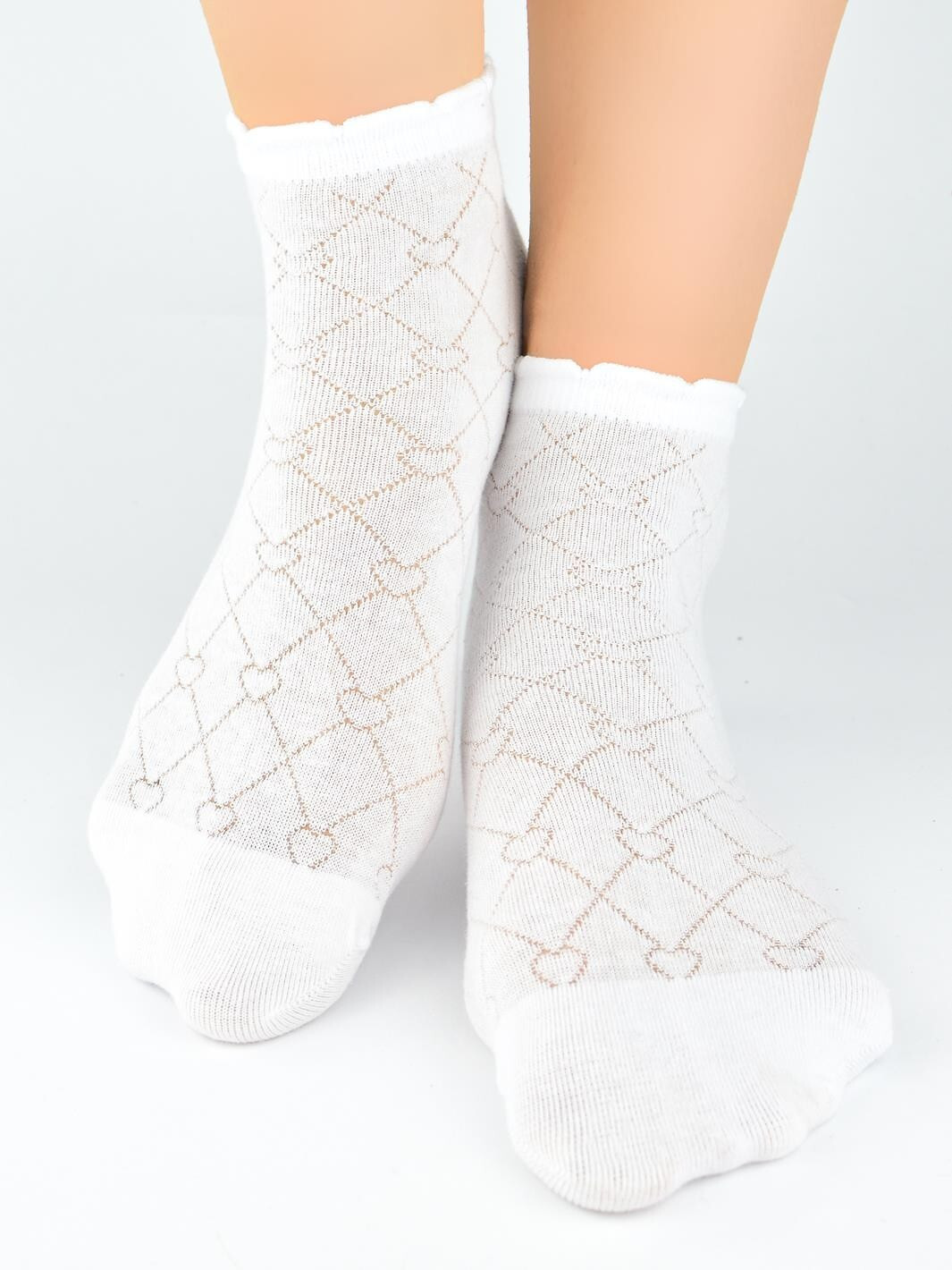 Noviti Ponožky SB119 Jacquard Hearts women 35-42 bílá 35-38
