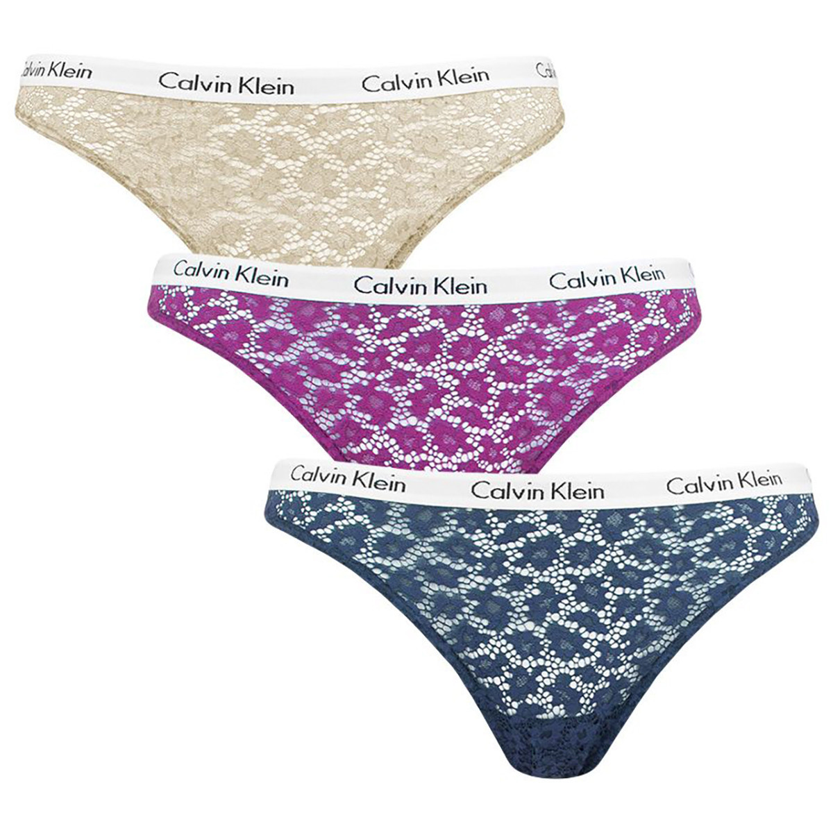 Dámske brazílske čipky Carousel 3Pack QD3925E-6Q2 - Calvin Klein S