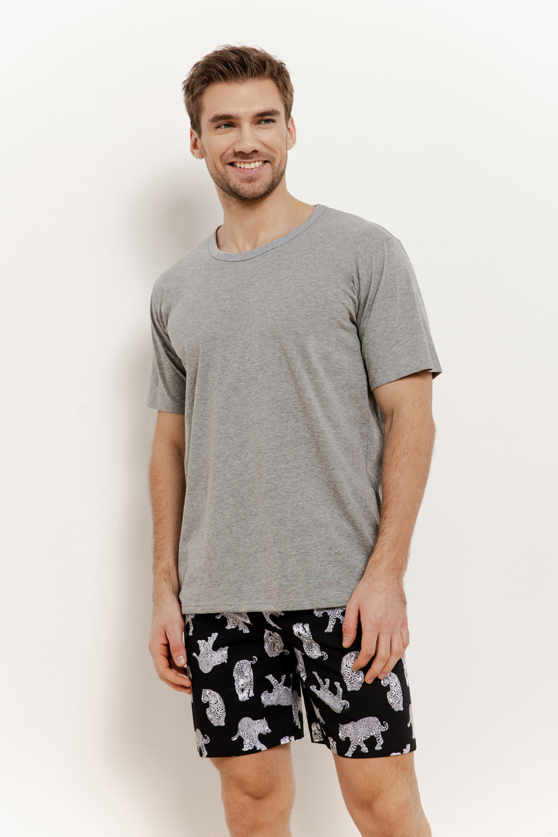 3412 PÁNSKE PYŽAMO CLARK S-2XL GRAFITOVÁ MELANŽ M