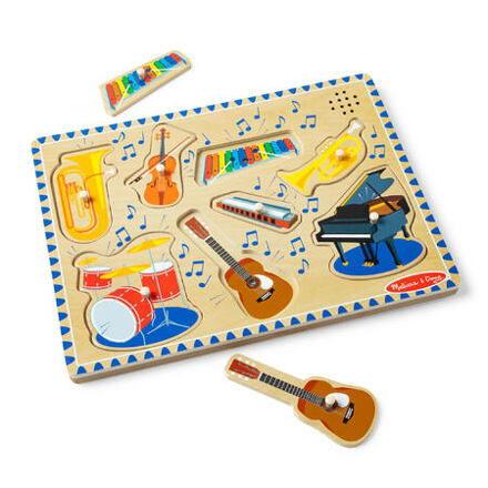 Melissa & Doug Drevené puzzle so zvukmi - hudobné nástroje
