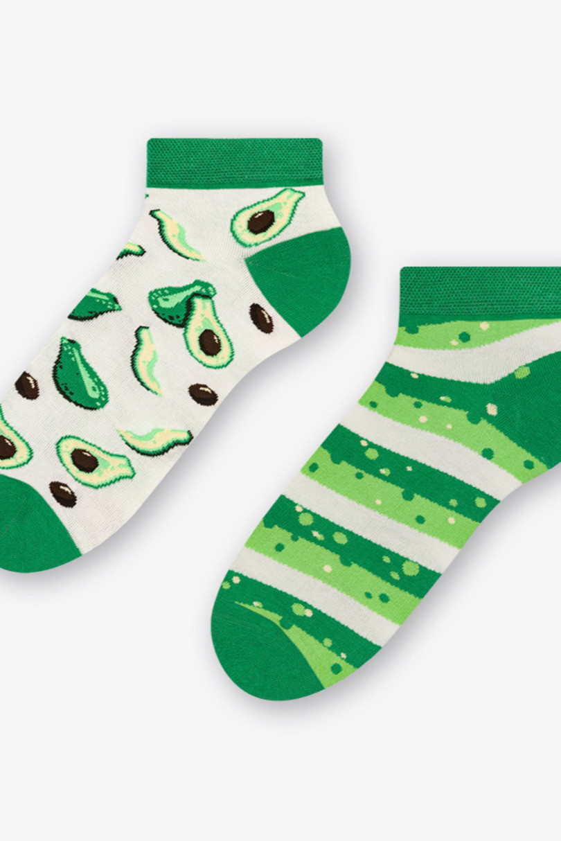 034 KRÁTKE DÁMSKE ASYMETRICKÉ PONOŽKY ECRU/AVOCADO 39-42
