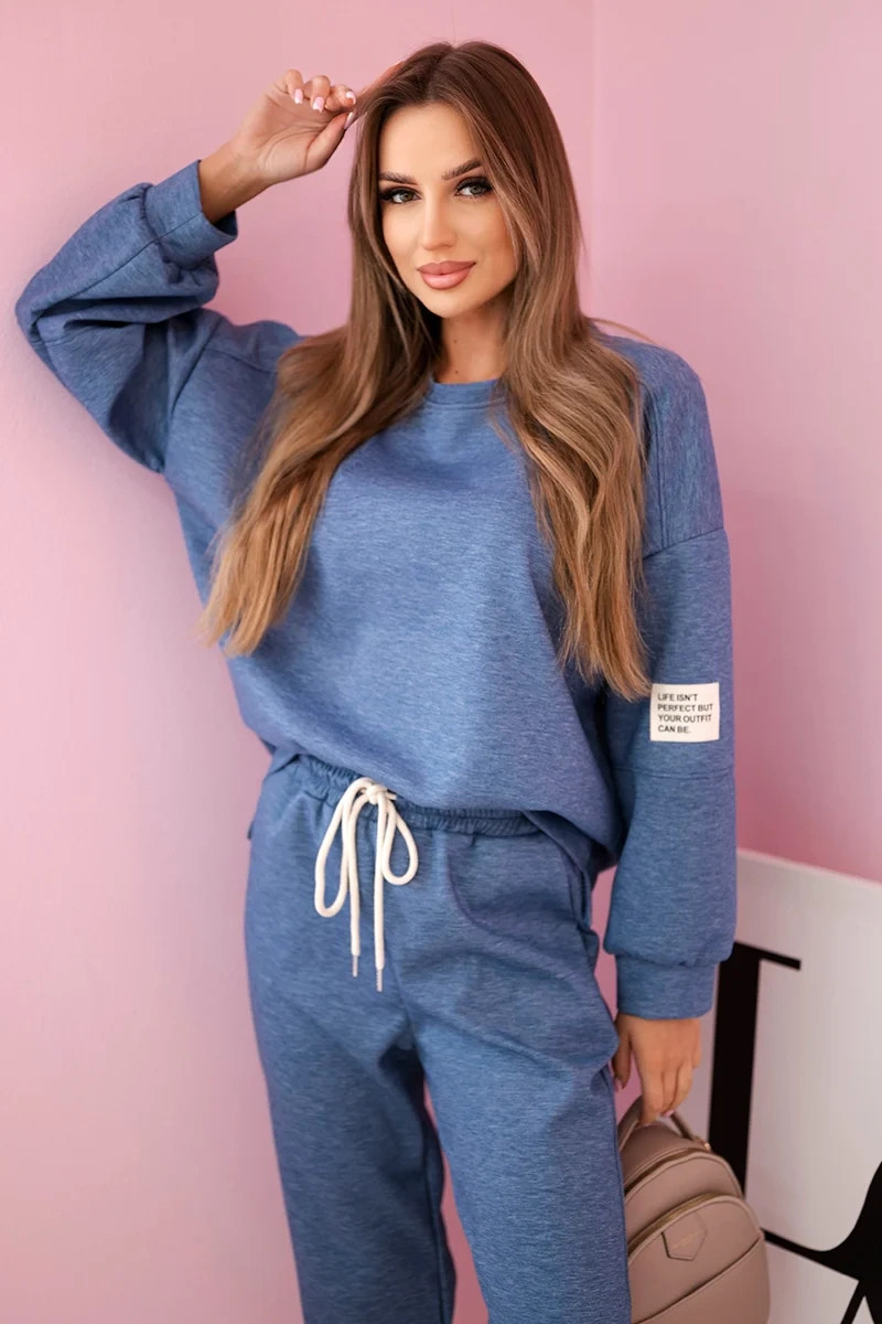 Súprava tepláky + nohavice z maslovej tkaniny denim UNI