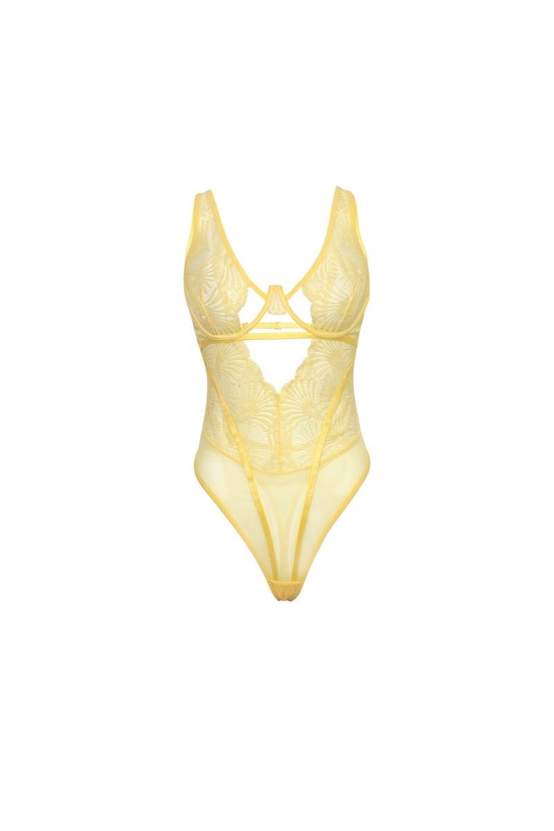 Svetložlté body s čipkou Tiana