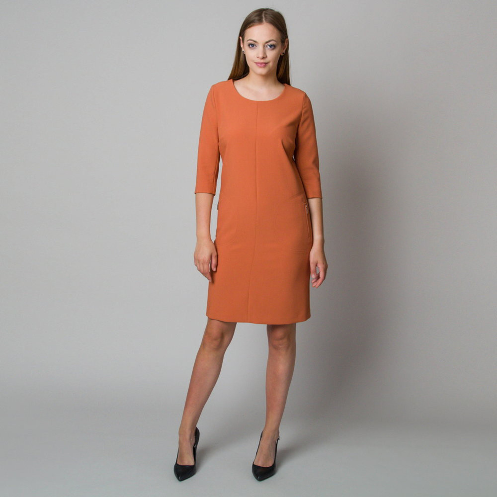 Midi šaty v tehlovej farbe 11907