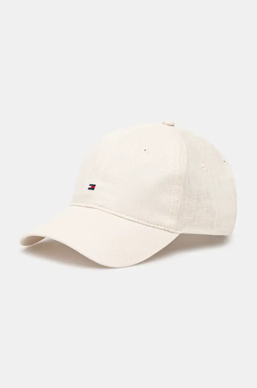 Plátenná čiapka Tommy Hilfiger béžová farba, jednofarebná, AW0AW17130