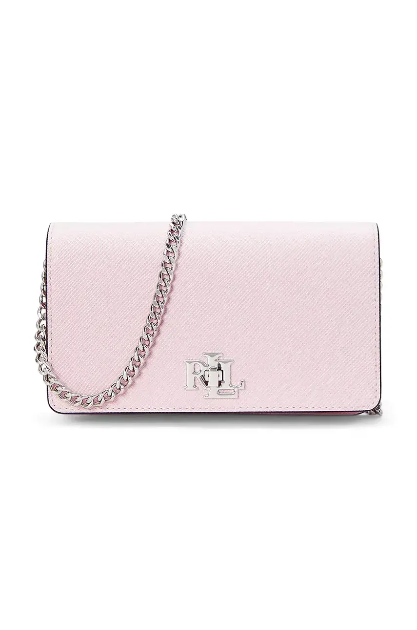 Kožená kabelka Lauren Ralph Lauren ružová farba, 432966784