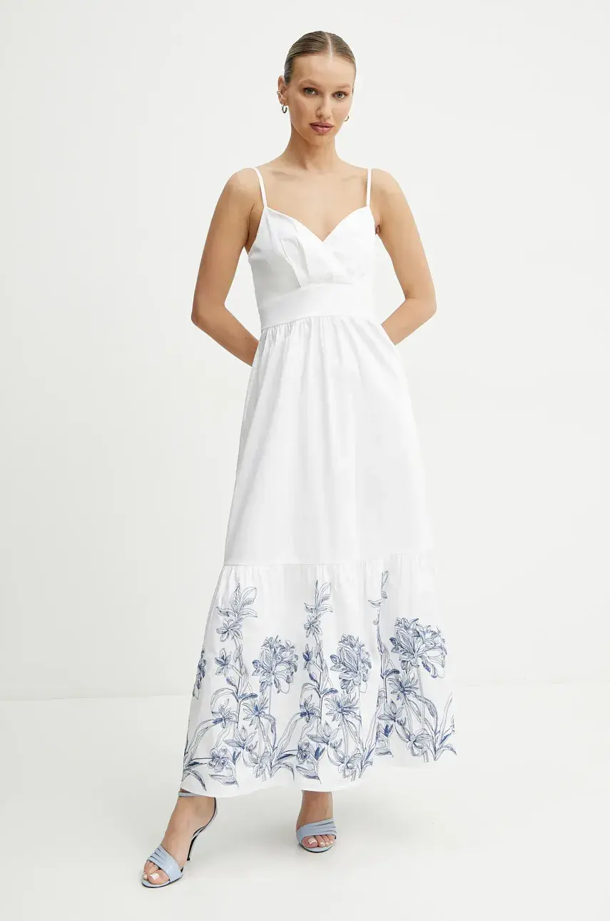 Šaty Guess biela farba, maxi, áčkový strih, W5GT26 WH580