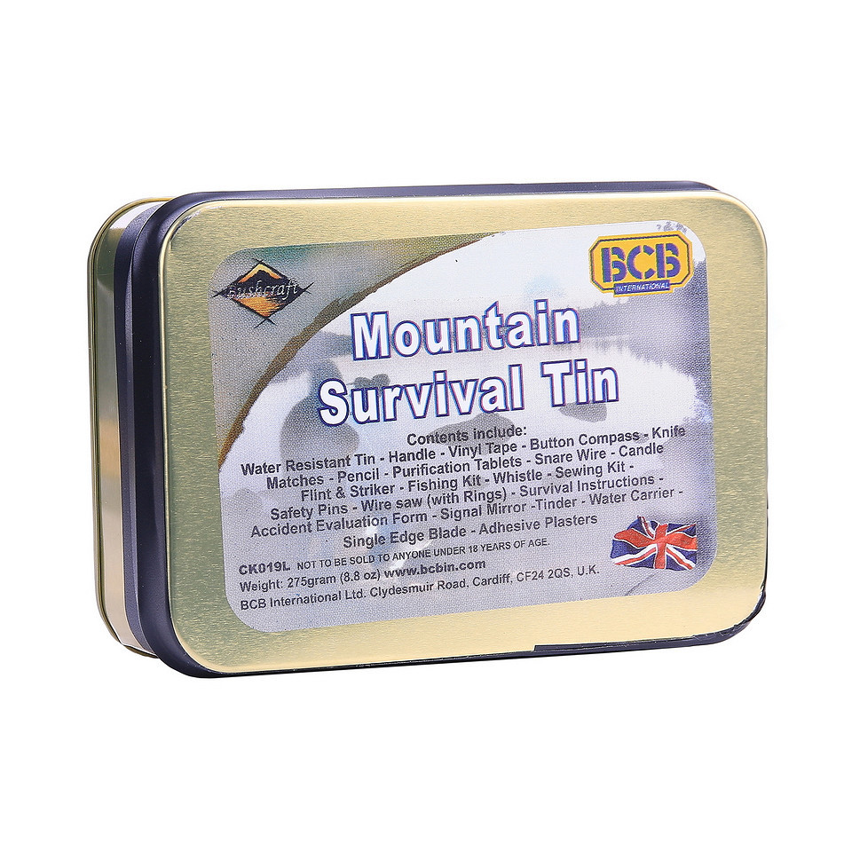 Krabička poslednej záchrany (KPZ) BCB Mountain Survival Tin - strieborná