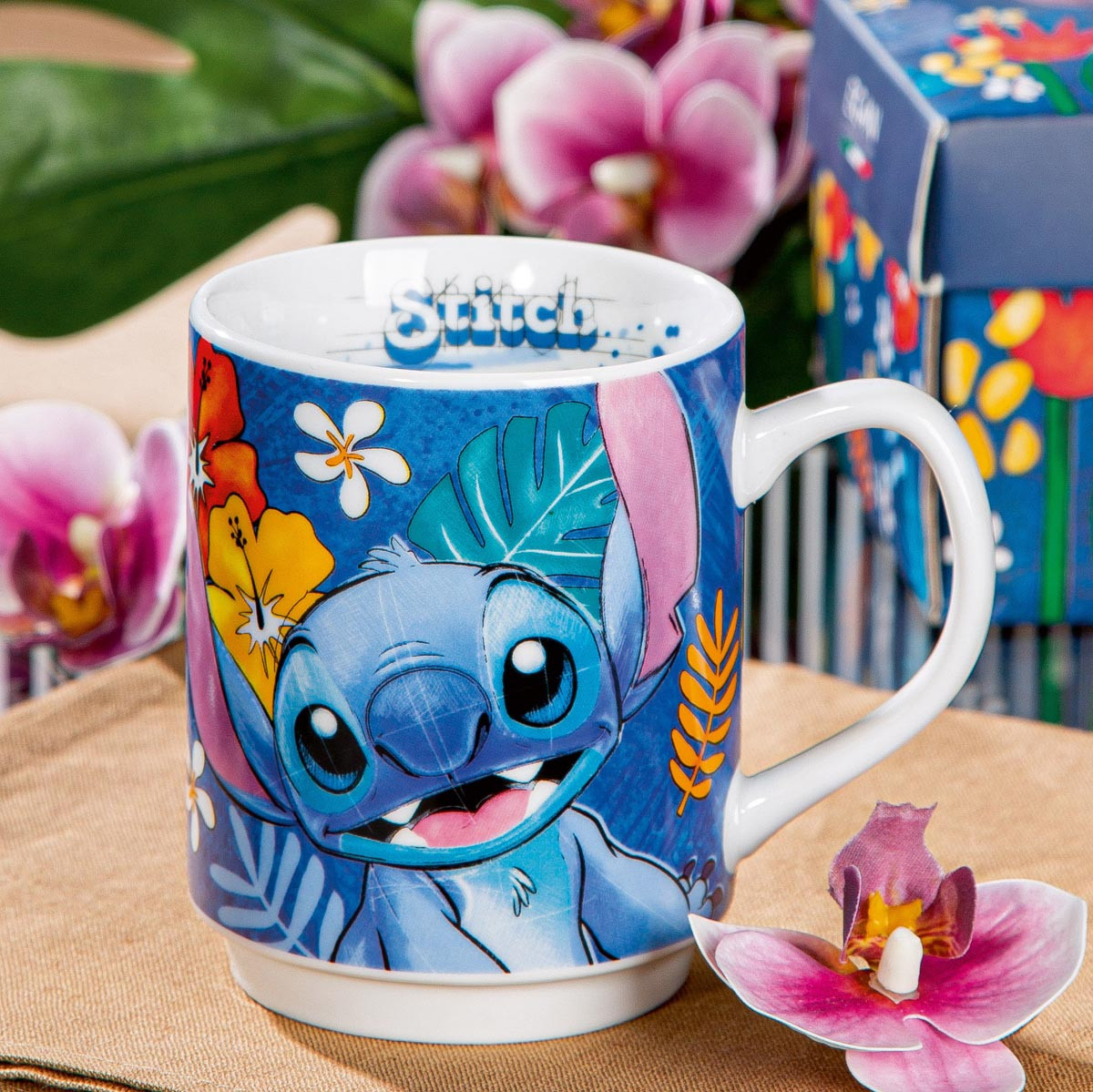 Egan Porcelánový hrnek Stitch, modrý
