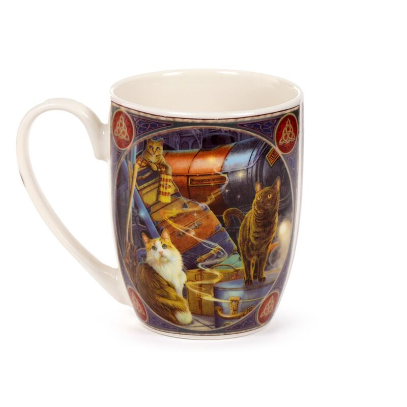 Porcelánový hrnček s mačkami v magickom vlaku