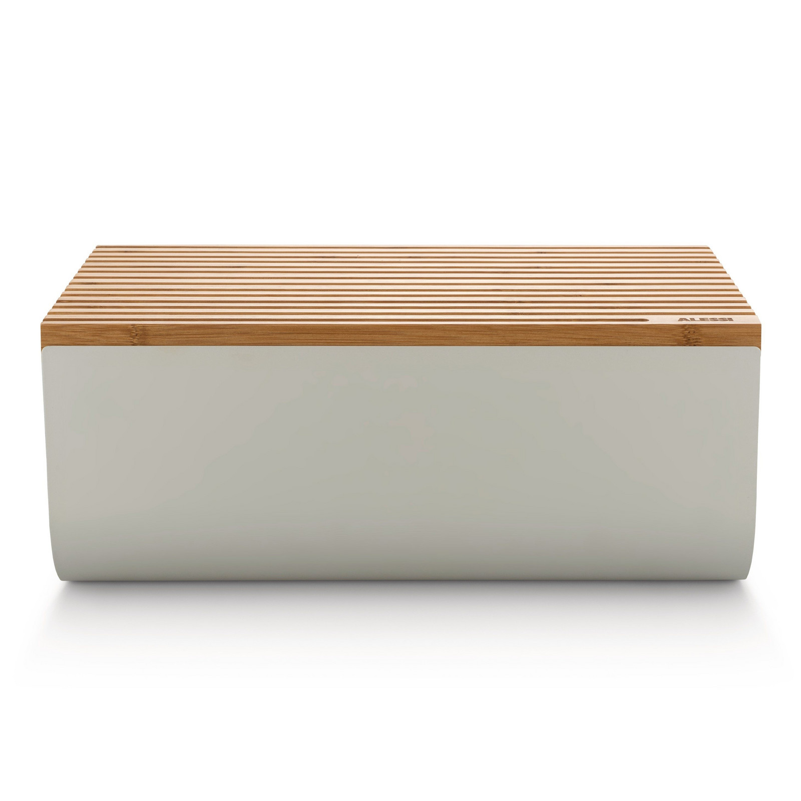 Chlebník s doskou na krájanie MATTINA 34 cm, šedá, oceľ / bambus, Alessi
