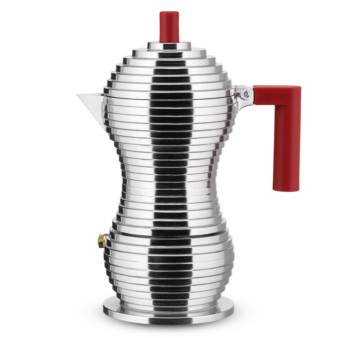 Kávovar Moka PULCINA 150 ml, na indukciu, červená rukoväť, Alessi