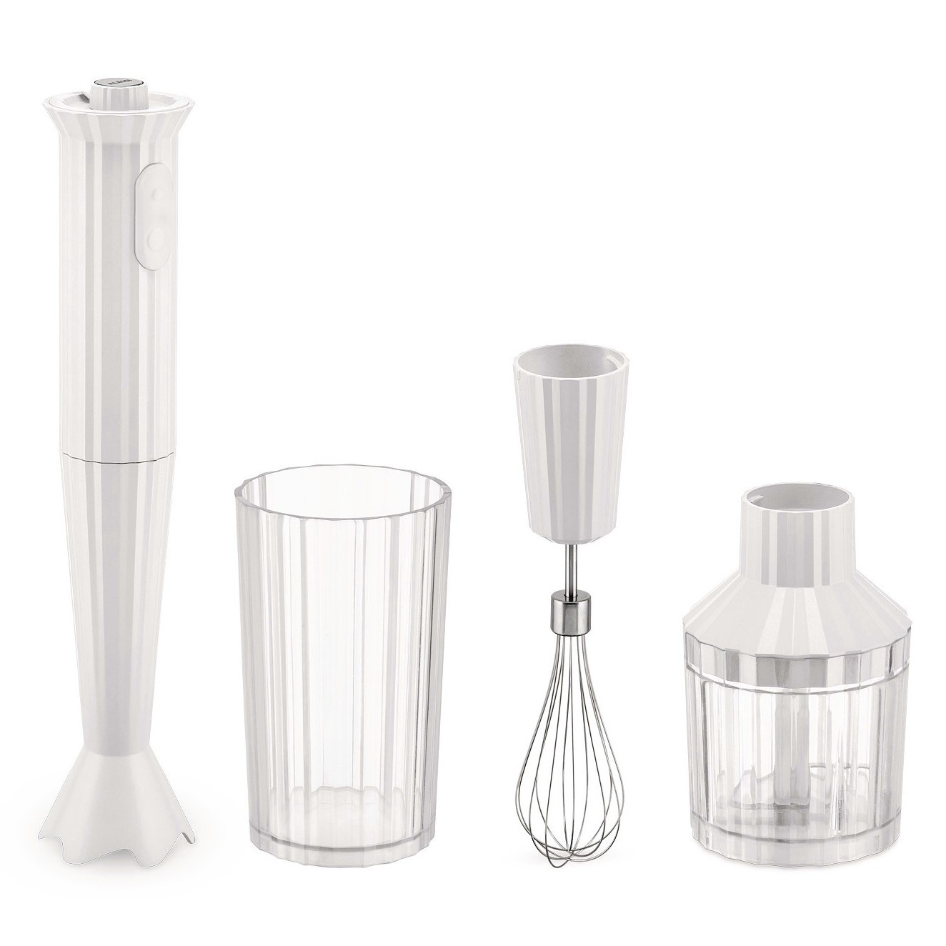 Tyčový mixér PLISSÉ 34 cm, sada 4 ks, biela, plast, Alessi