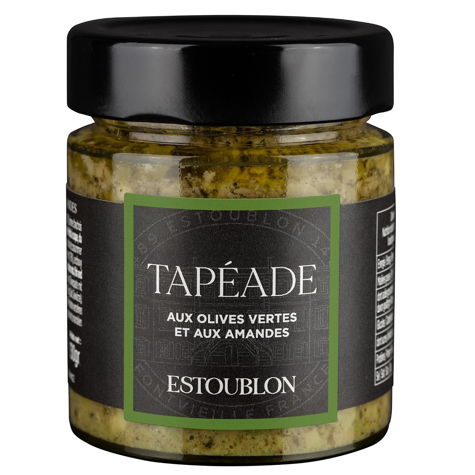 Tapenáda zo zelených olív 130 g, s mandľami, Estoublon