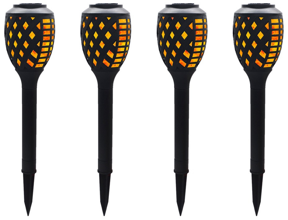 Bezdoteku LEDSolar 48 solárne vonkajšie horiacu fakľu pochodeň malá 4 ks, 12x4 LED, bezdrôtové, IPRO, 1W, teplá farba