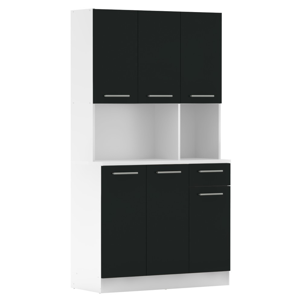 KONDELA Pelion New šesťdverový kredenc biela / čierna