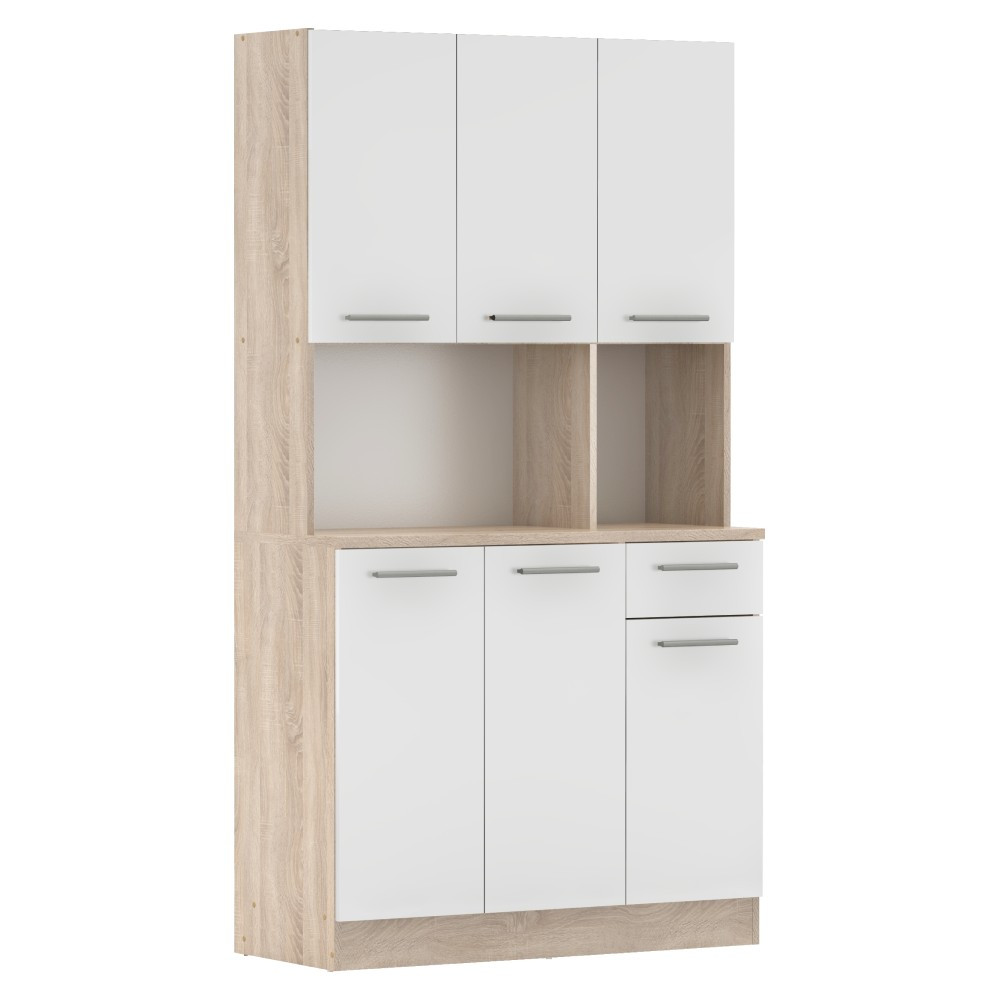 KONDELA Pelion New šesťdverový kredenc dub sonoma / biela