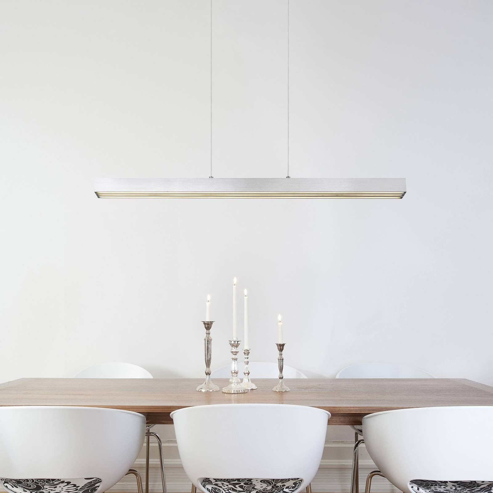 LED závesné svietidlo Ethan, farba hliníka, dĺžka 150 cm, kov