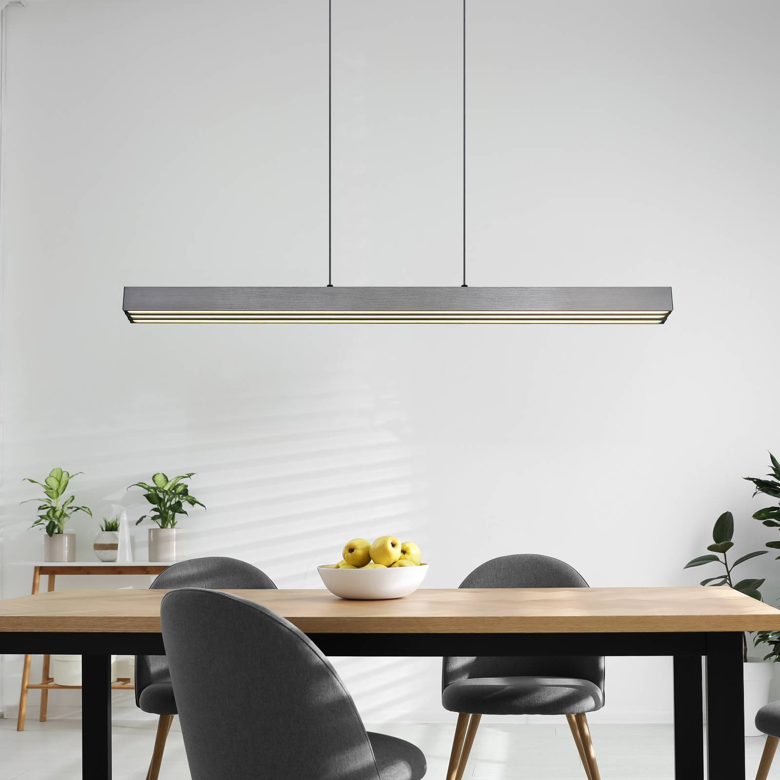 LED závesné svietidlo Ethan, tmavosivá farba, dĺžka 150 cm, kov