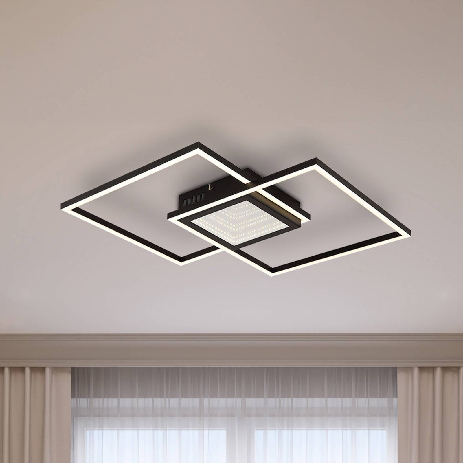 Stropné LED svetlo Saunders, dĺžka 43 cm, čierne, 3D efekt