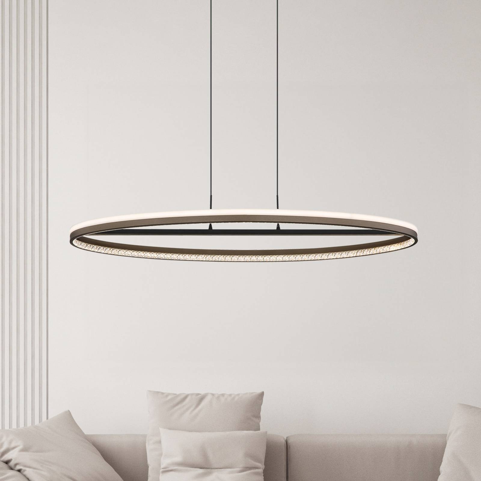 LED závesné svietidlo, dĺžka 101 cm, tmavosivá farba, kov