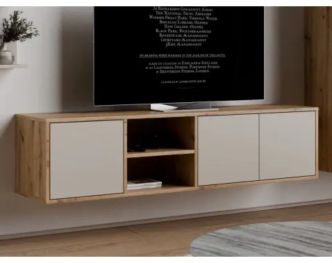 Závesná TV skrinka Asko Living, 149,5 cm, béžový kašmír%