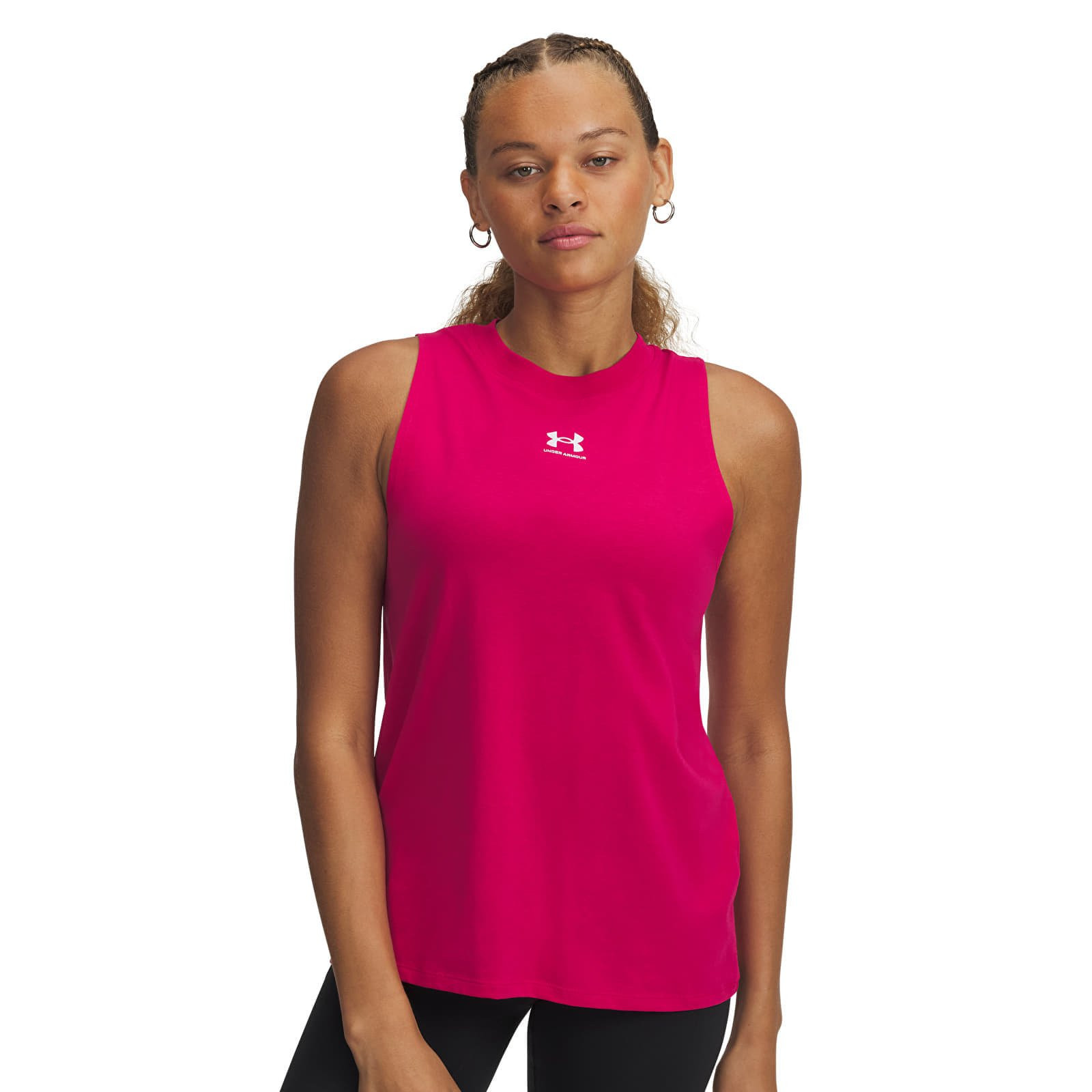 Tielko Under Armour Rival Muscle Tank Shaded Fuchsia/ White XS
