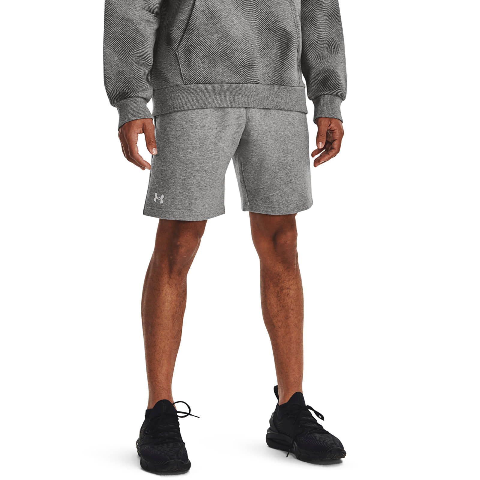 Šortky Under Armour Rival Fleece Shorts Castlerock Light Heather/ White M