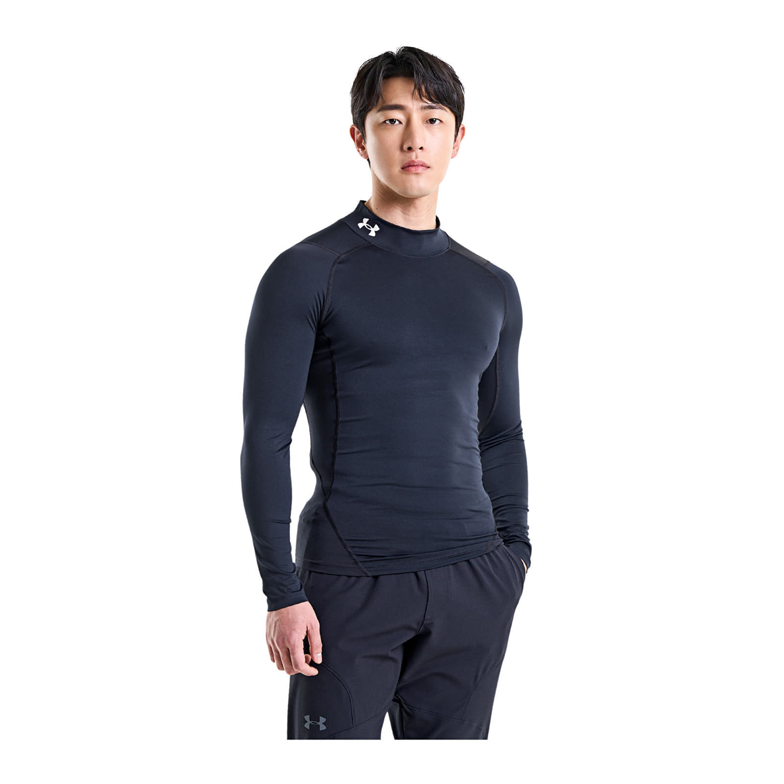 Tričko Under Armour Hg Armour Comp Mock LS Black/ White L