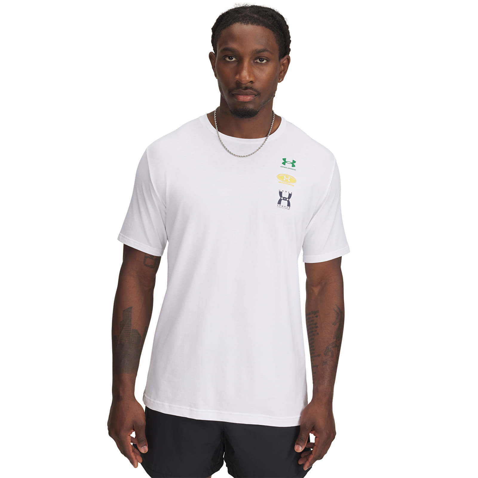 Tričko Under Armour M 60/40S EVOL LOGO SS Tee White/ Midnight Navy/ Midnight Navy S