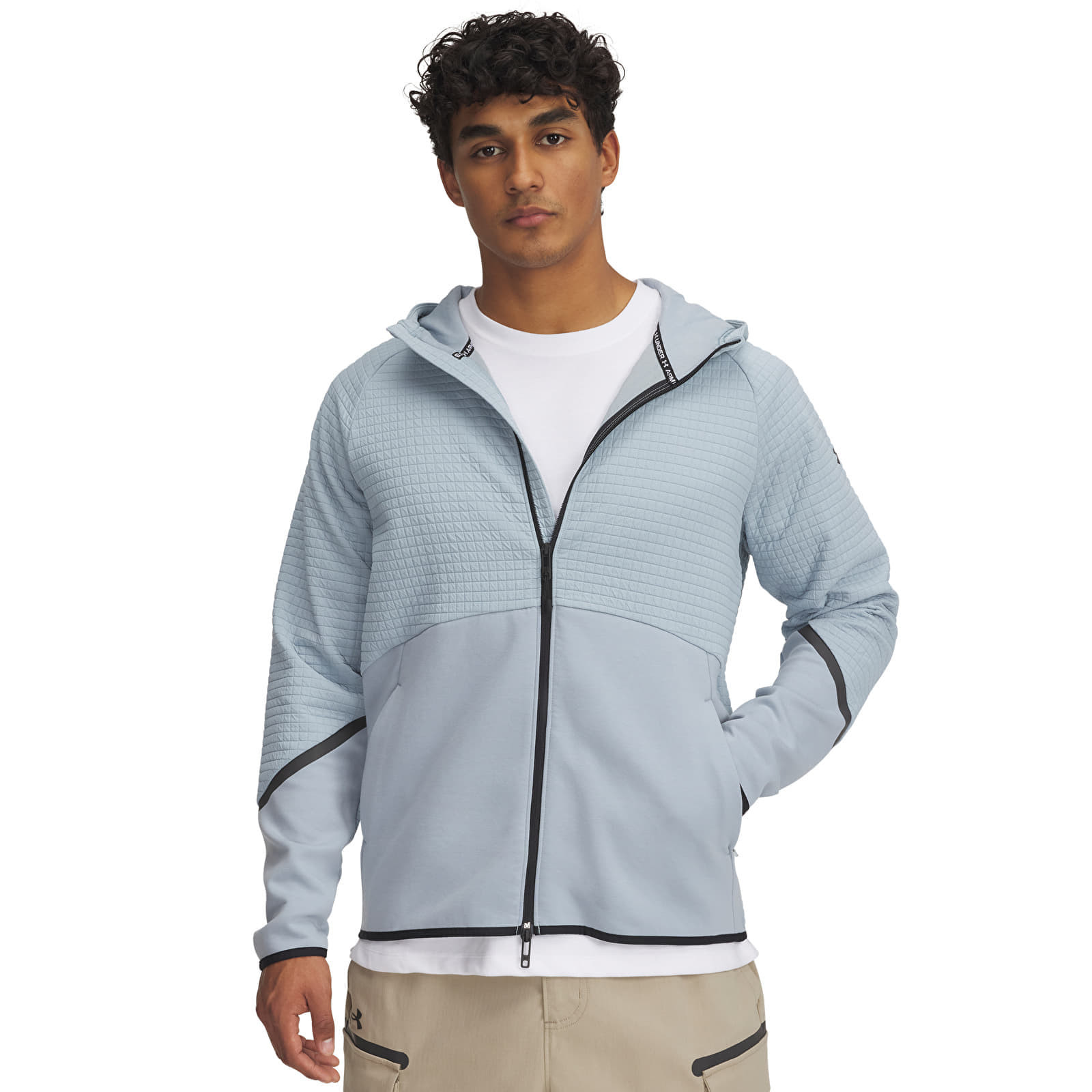 Mikina Under Armour Unstoppable Fleece Grid FZ Harbor Blue/ Black M