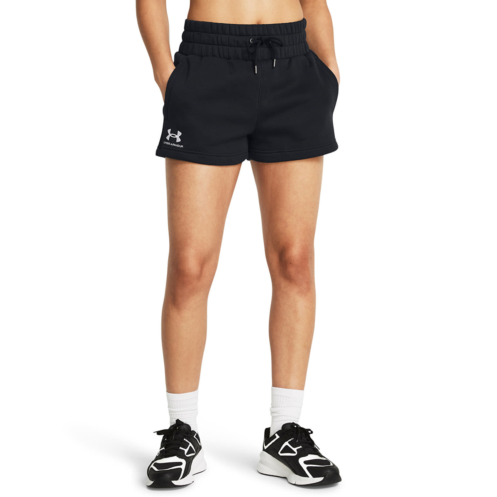 Šortky Under Armour Icon Fleece Boxer Short Black/ White M