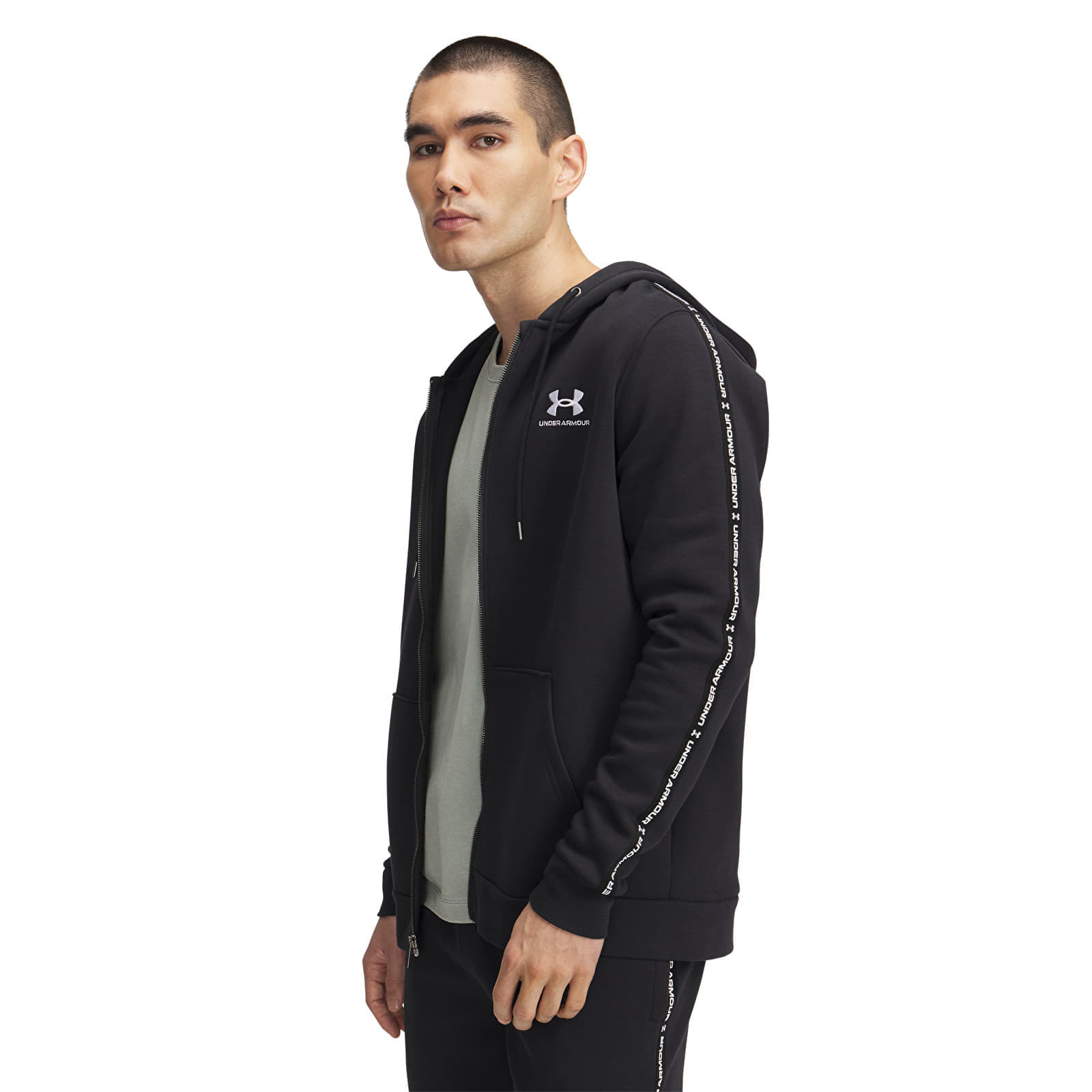 Mikina Under Armour Icon Fleece FZ Taping Black/ White S