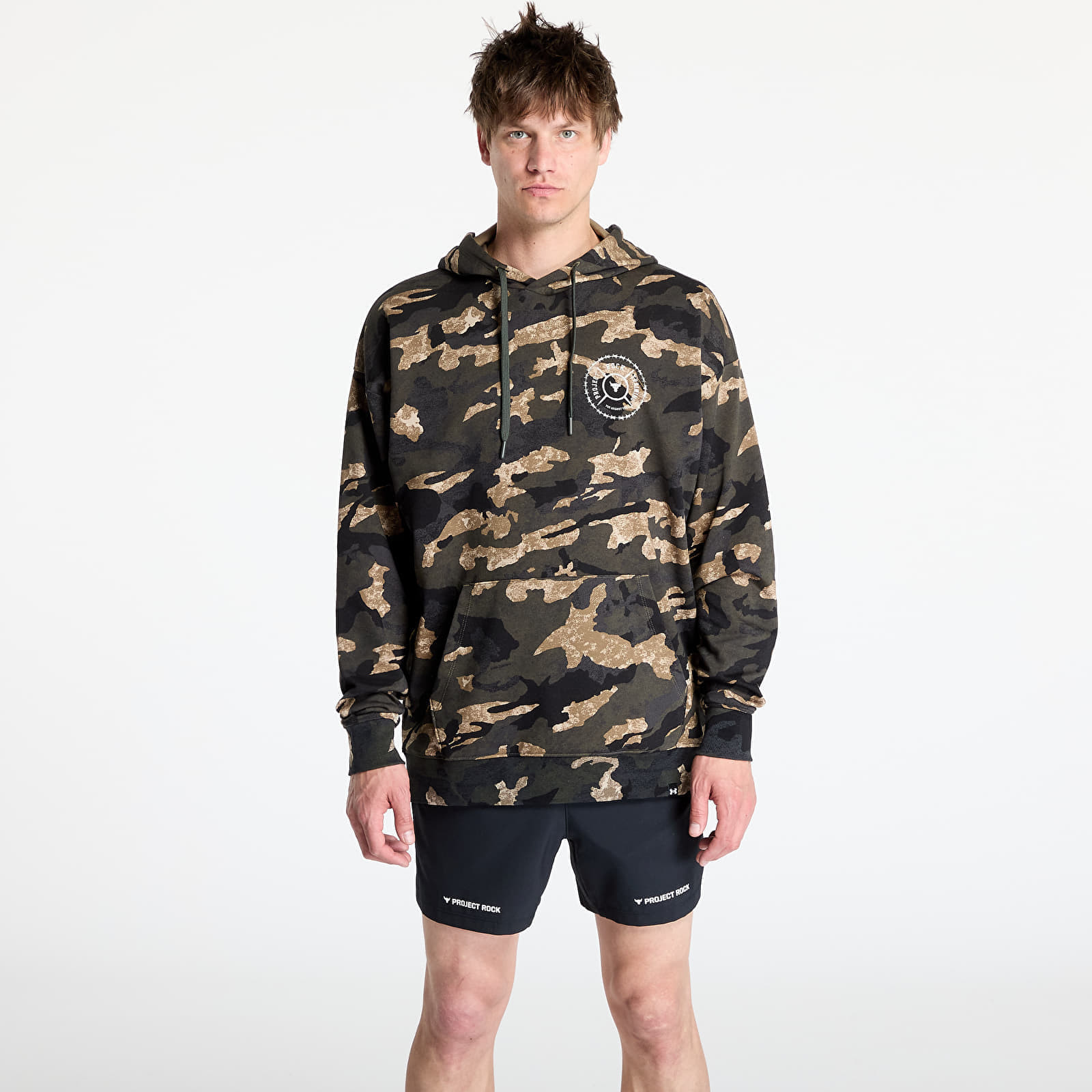 Mikina Under Armour Project Rock AOP Terry Hoodie Grey/ Green M