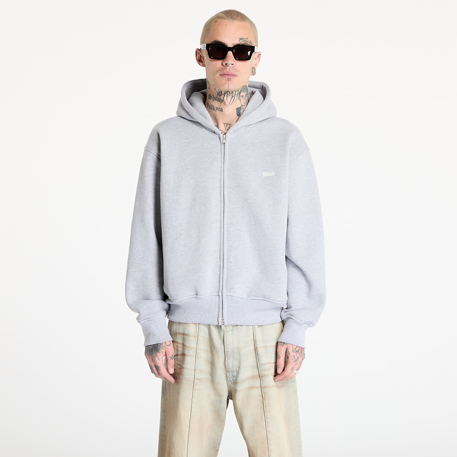 Mikina Rhude Classique Full-Zip Hoodie Heather Gray S