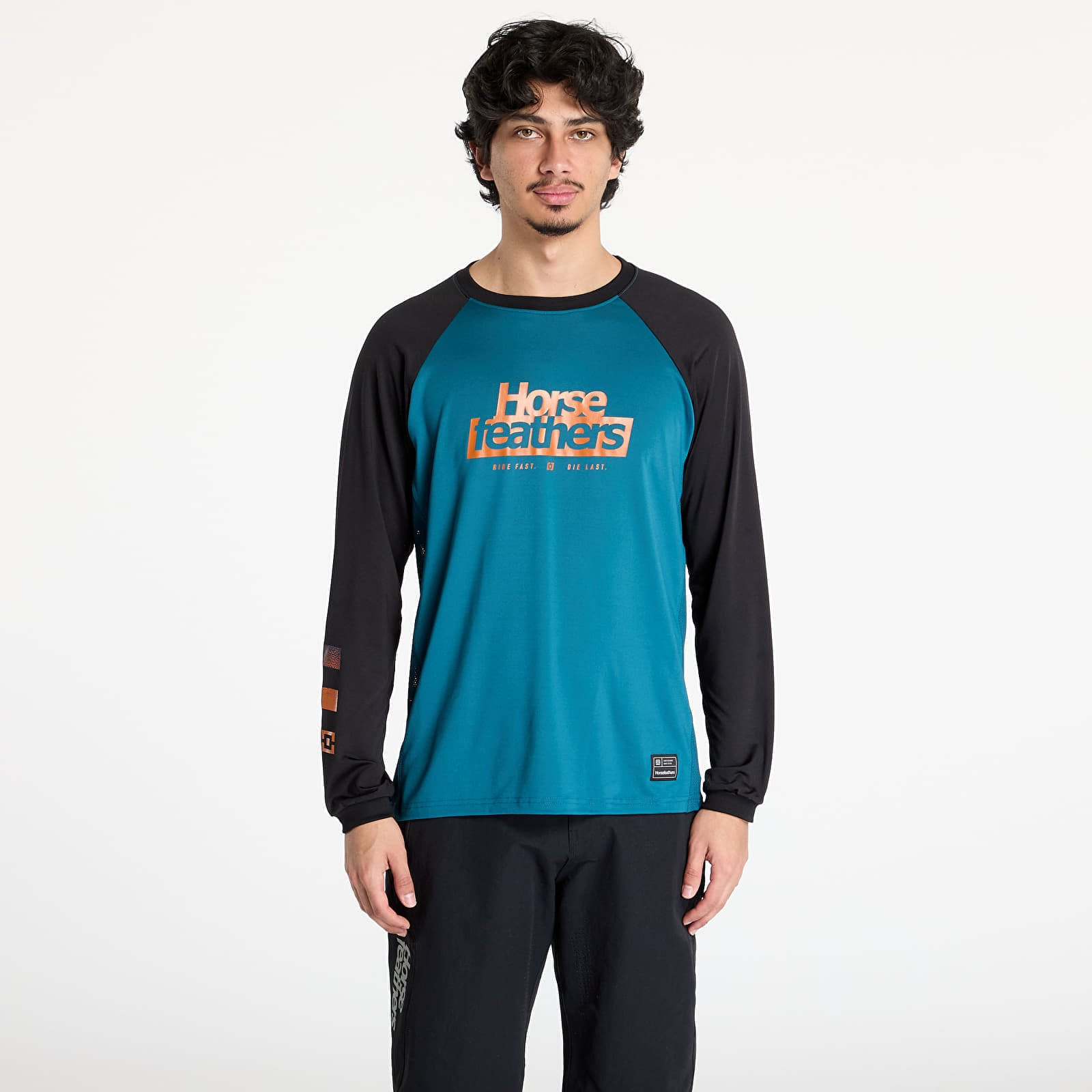 Tričko Horsefeathers Spike Long Sleeve Bike Jersey Petrol/ Black L