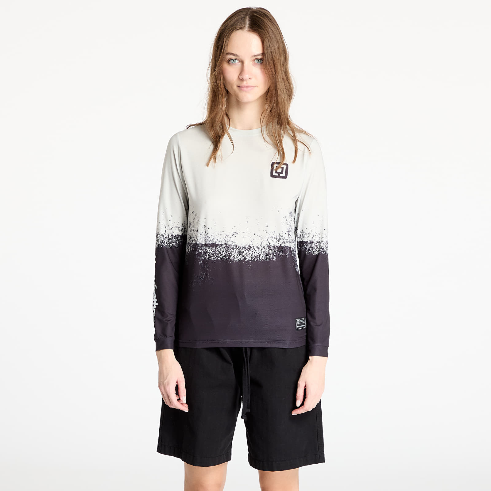 Tričko Horsefeathers W Quantum Ls Bike Jersey Silver Birch/ Black M